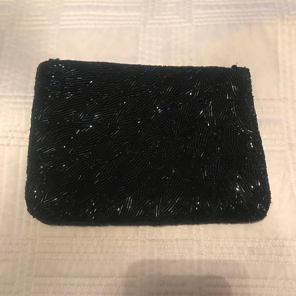 La Regale Black beaded clutch